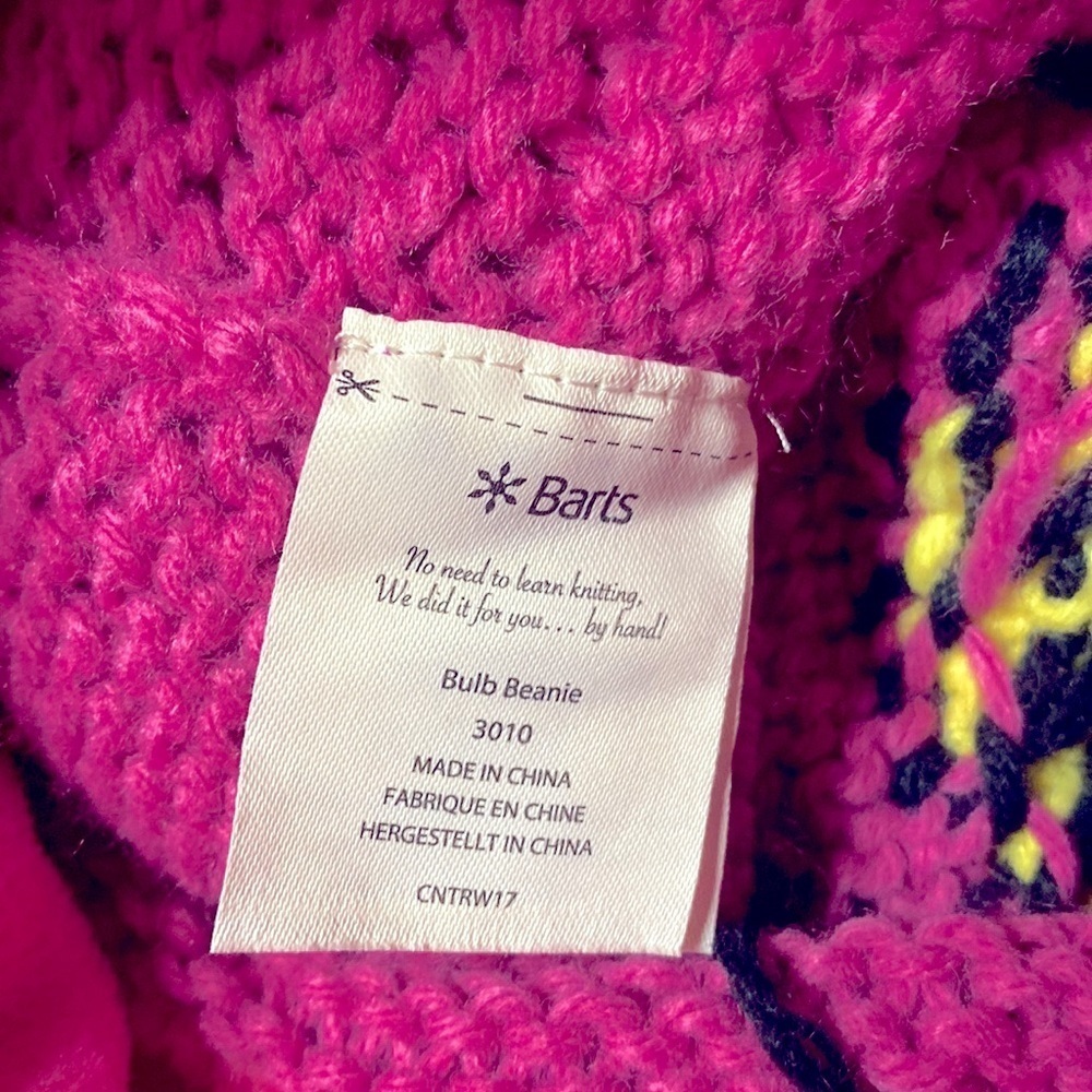🌷 Barts 🌷 Pink Lightbulb Hand Knitted Bulb Beanie Size 53 - Picture 7 of 9
